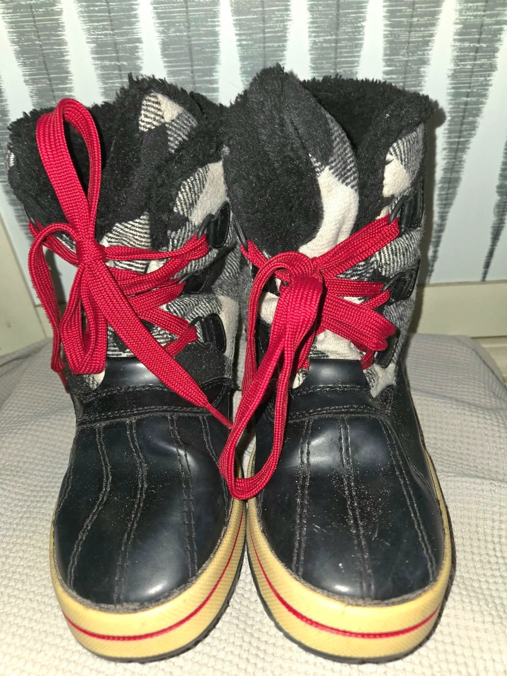 Target Black and Red Women's Winter Rain Boots - Size 8